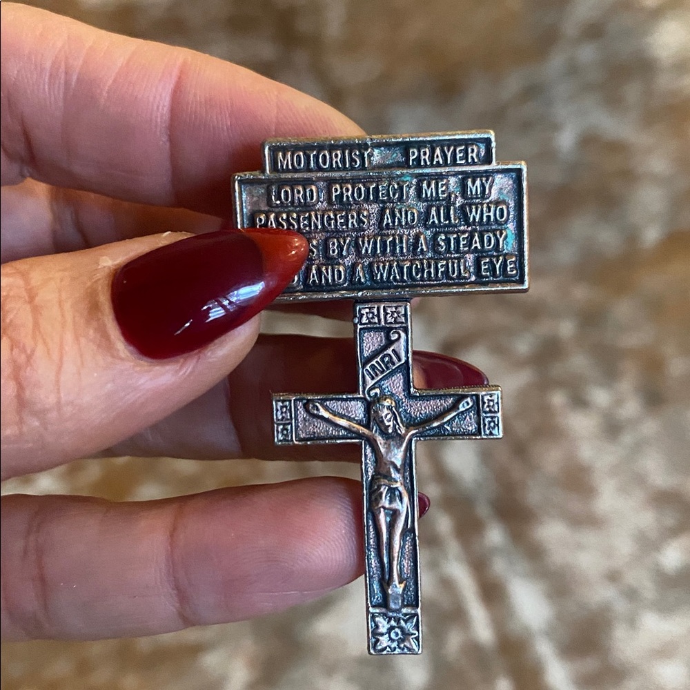 Bronze Crucifix with Motorist Prayer money clip